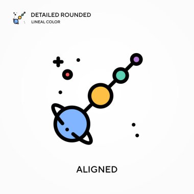 Ayrıntılı yuvarlak doğrusal renk vektörü simgesi hizaladım. Web mobil UI ögesi için resimleme sembolü tasarım şablonu. Düzenlenebilir vuruşlarda mükemmel renk modern piktogram. İş projeniz için hizalanmış simgeler