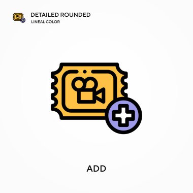 Ayrıntılı yuvarlak doğrusal renk vektör simgesi ekle. Web mobil UI ögesi için resimleme sembolü tasarım şablonu. Düzenlenebilir vuruşlarda mükemmel renk modern piktogram. İş projeniz için simge ekle