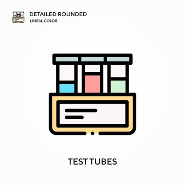 Test tüpleri yuvarlak lineal renk vektör simgesini detaylı olarak açıkladı. Web mobil UI ögesi için resimleme sembolü tasarım şablonu. Düzenlenebilir vuruşlarda mükemmel renk modern piktogram. İş projeniz için test tüpleri simgeleri