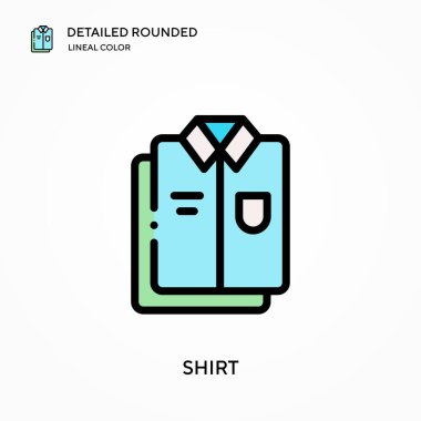 Gömlek ayrıntılı yuvarlak doğrusal renk vektör ikonu. Web mobil UI ögesi için resimleme sembolü tasarım şablonu. Düzenlenebilir vuruşlarda mükemmel renk modern piktogram. İş projeniz için gömlek simgeleri