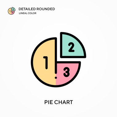 Pasta şeması yuvarlak doğrusal renk vektörü simgesini detaylı olarak açıkladı. Web mobil UI ögesi için resimleme sembolü tasarım şablonu. Düzenlenebilir vuruşlarda mükemmel renk modern piktogram. İş projeniz için pasta çizelgesi simgeleri