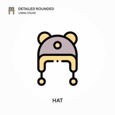 Şapka ayrıntılı yuvarlak doğrusal renk vektör simgesi. Web mobil UI ögesi için resimleme sembolü tasarım şablonu. Düzenlenebilir vuruşlarda mükemmel renk modern piktogram. İş projeniz için şapka simgeleri
