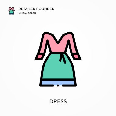 Ayrıntılı yuvarlak çizgisel renk vektör simgesi giyin. Web mobil UI ögesi için resimleme sembolü tasarım şablonu. Düzenlenebilir vuruşlarda mükemmel renk modern piktogram. İş projeniz için simgeler