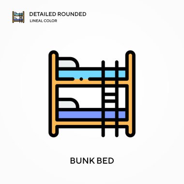 Ranza, yuvarlak çizgi renk vektör simgesini detaylı olarak açıkladı. Web mobil UI ögesi için resimleme sembolü tasarım şablonu. Düzenlenebilir vuruşlarda mükemmel renk modern piktogram. İş projeniz için ranza yatak simgeleri