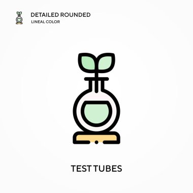 Test tüpleri yuvarlak lineal renk vektör simgesini detaylı olarak açıkladı. Web mobil UI ögesi için resimleme sembolü tasarım şablonu. Düzenlenebilir vuruşlarda mükemmel renk modern piktogram. İş projeniz için test tüpleri simgeleri