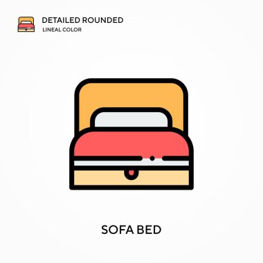 Kanepe yuvarlak çizgili renk vektör simgesi detaylı. Web mobil UI ögesi için resimleme sembolü tasarım şablonu. Düzenlenebilir vuruşlarda mükemmel renk modern piktogram. İş projeniz için kanepe yatak simgeleri