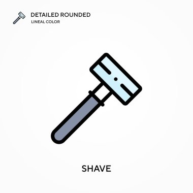 Ayrıntılı yuvarlak doğrusal renk vektör simgesini tıraş et. Web mobil UI ögesi için resimleme sembolü tasarım şablonu. Düzenlenebilir vuruşlarda mükemmel renk modern piktogram. İş projeniz için simgeleri traş edin