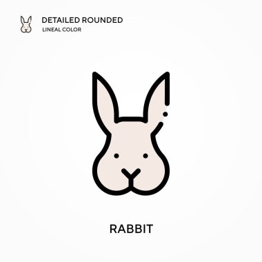 Tavşan ayrıntılı yuvarlak doğrusal renk vektör simgesi. Web mobil UI ögesi için resimleme sembolü tasarım şablonu. Düzenlenebilir vuruşlarda mükemmel renk modern piktogram. İş projeniz için tavşan simgeleri