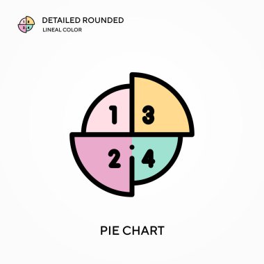 Pasta şeması yuvarlak doğrusal renk vektörü simgesini detaylı olarak açıkladı. Web mobil UI ögesi için resimleme sembolü tasarım şablonu. Düzenlenebilir vuruşlarda mükemmel renk modern piktogram. İş projeniz için pasta çizelgesi simgeleri