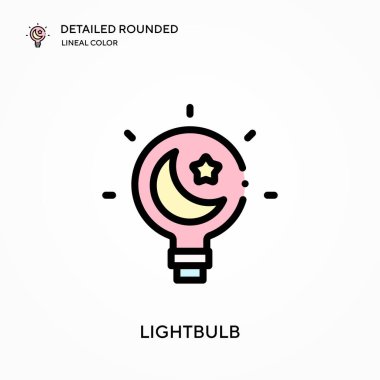 Ampul ayrıntılı yuvarlak doğrusal renk vektör simgesi. Web mobil UI ögesi için resimleme sembolü tasarım şablonu. Düzenlenebilir vuruşlarda mükemmel renk modern piktogram. İş projeniz için ampul simgeleri