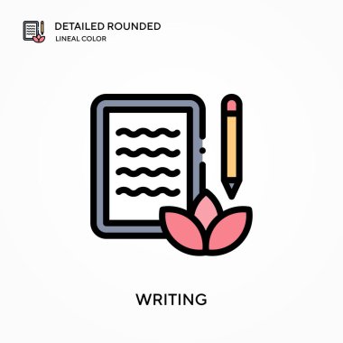 Ayrıntılı yuvarlak doğrusal renk vektörü simgesi yazılıyor. Web mobil UI ögesi için resimleme sembolü tasarım şablonu. Düzenlenebilir vuruşlarda mükemmel renk modern piktogram. İş projeniz için simgeler yazılıyor