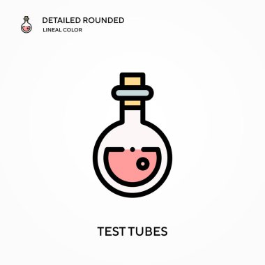 Test tüpleri yuvarlak lineal renk vektör simgesini detaylı olarak açıkladı. Web mobil UI ögesi için resimleme sembolü tasarım şablonu. Düzenlenebilir vuruşlarda mükemmel renk modern piktogram. İş projeniz için test tüpleri simgeleri