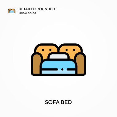 Kanepe yuvarlak çizgili renk vektör simgesi detaylı. Web mobil UI ögesi için resimleme sembolü tasarım şablonu. Düzenlenebilir vuruşlarda mükemmel renk modern piktogram. İş projeniz için kanepe yatak simgeleri