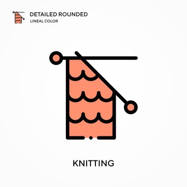 Ayrıntılı yuvarlak doğrusal renk vektör simgesi örüyorum. Web mobil UI ögesi için resimleme sembolü tasarım şablonu. Düzenlenebilir vuruşlarda mükemmel renk modern piktogram. İş projeniz için örgü simgeleri