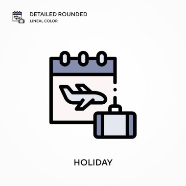 Tatil ayrıntılı yuvarlak doğrusal renk vektörü simgesi. Web mobil UI ögesi için resimleme sembolü tasarım şablonu. Düzenlenebilir vuruşlarda mükemmel renk modern piktogram. İş projeniz için tatil simgeleri