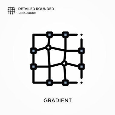 Gradyan ayrıntılı yuvarlak doğrusal renk vektörü simgesi. Web mobil UI ögesi için resimleme sembolü tasarım şablonu. Düzenlenebilir vuruşlarda mükemmel renk modern piktogram. İş projeniz için gradyan simgeleri