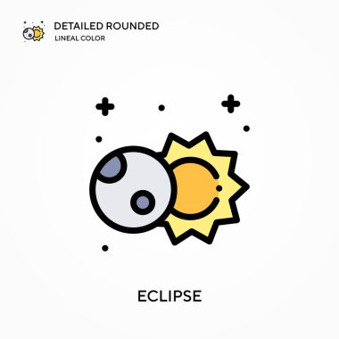 Tutulma ayrıntılı yuvarlak doğrusal renk vektör simgesi. Web mobil UI ögesi için resimleme sembolü tasarım şablonu. Düzenlenebilir vuruşlarda mükemmel renk modern piktogram. İş projeniz için tutulma simgeleri