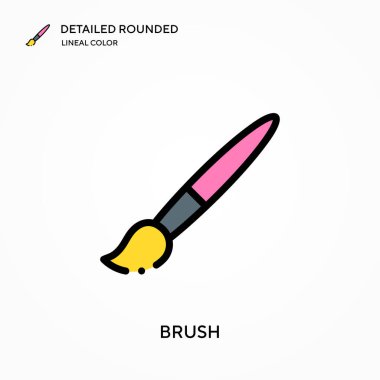 Fırçayla detaylı yuvarlak doğrusal renk vektör simgesi. Web mobil UI ögesi için resimleme sembolü tasarım şablonu. Düzenlenebilir vuruşlarda mükemmel renk modern piktogram. İş projeniz için fırça simgeleri