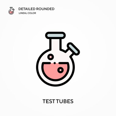 Test tüpleri yuvarlak lineal renk vektör simgesini detaylı olarak açıkladı. Web mobil UI ögesi için resimleme sembolü tasarım şablonu. Düzenlenebilir vuruşlarda mükemmel renk modern piktogram. İş projeniz için test tüpleri simgeleri