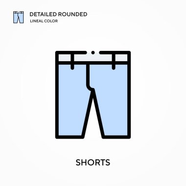 Shorts ayrıntılı yuvarlak doğrusal renk vektör simgesi. Web mobil UI ögesi için resimleme sembolü tasarım şablonu. Düzenlenebilir vuruşlarda mükemmel renk modern piktogram. İş projeniz için kısa simgeler