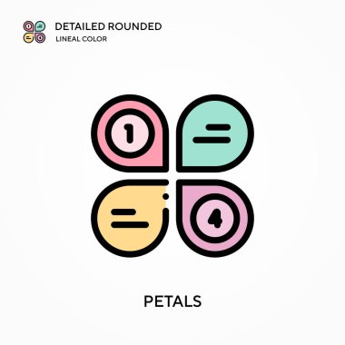 Taç yaprakları yuvarlak doğrusal renk vektör simgesini detaylı olarak açıklar. Web mobil UI ögesi için resimleme sembolü tasarım şablonu. Düzenlenebilir vuruşlarda mükemmel renk modern piktogram. İş projeniz için taç yaprakları simgeleri