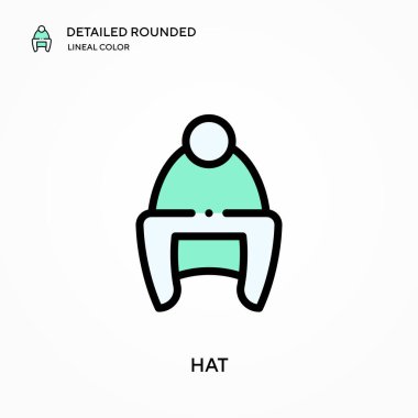 Şapka ayrıntılı yuvarlak doğrusal renk vektör simgesi. Web mobil UI ögesi için resimleme sembolü tasarım şablonu. Düzenlenebilir vuruşlarda mükemmel renk modern piktogram. İş projeniz için şapka simgeleri