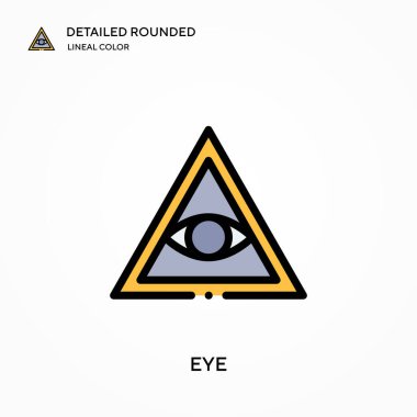 Göz detaylı yuvarlak doğrusal renk vektör simgesi. Web mobil UI ögesi için resimleme sembolü tasarım şablonu. Düzenlenebilir vuruşlarda mükemmel renk modern piktogram. İş projeniz için göz simgeleri