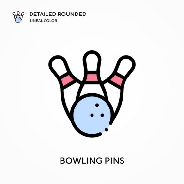 Bowling lobutları ayrıntılı yuvarlak doğrusal renk vektör ikonu. Web mobil UI ögesi için resimleme sembolü tasarım şablonu. Düzenlenebilir vuruşlarda mükemmel renk modern piktogram. İş projeniz için bovling iğneleri simgeleri