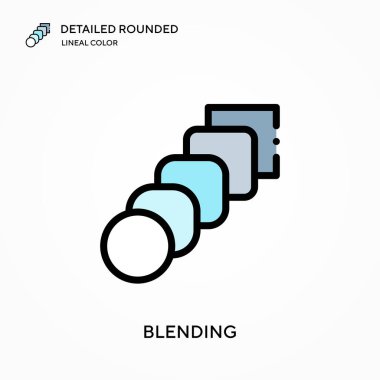 Ayrıntılı yuvarlak doğrusal renk vektör simgesini harmanlıyorum. Web mobil UI ögesi için resimleme sembolü tasarım şablonu. Düzenlenebilir vuruşlarda mükemmel renk modern piktogram. İş projeniz için simgeleri harmanlamak