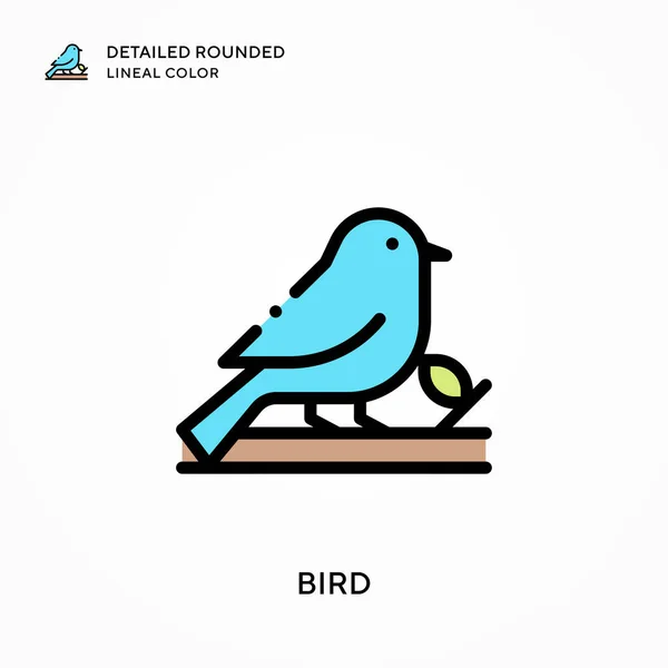 Pájaro Detallado Redondeado Color Lineal Conceptos Modernos Ilustración Vectorial Fácil — Archivo Imágenes Vectoriales