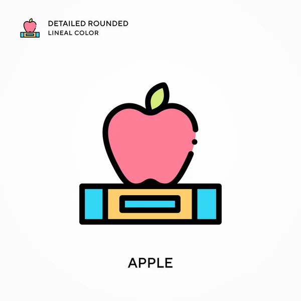 Color Lineal Redondeado Detallado Apple Conceptos Modernos Ilustración Vectorial Fácil — Archivo Imágenes Vectoriales