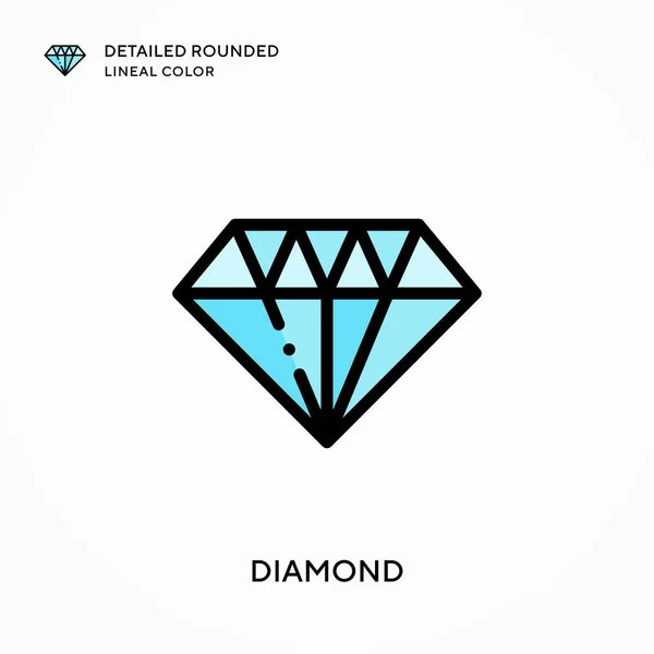 Diamante Detallado Redondeado Color Lineal Conceptos Modernos Ilustración Vectorial Fácil — Vector de stock
