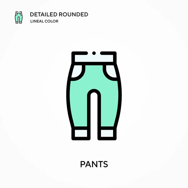 Pantalones Detallados Redondeados Icono Vector Color Lineal Plantilla Diseño Símbolo — Archivo Imágenes Vectoriales