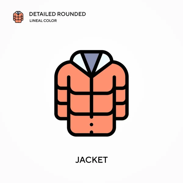 Chaqueta Detallada Redondeada Icono Vector Color Lineal Plantilla Diseño Símbolo — Archivo Imágenes Vectoriales