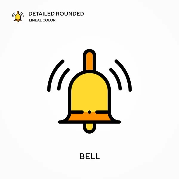 Bell Részletes Lekerekített Lineáris Szín Vektor Ikon Illusztráció Szimbólum Design — Stock Vector