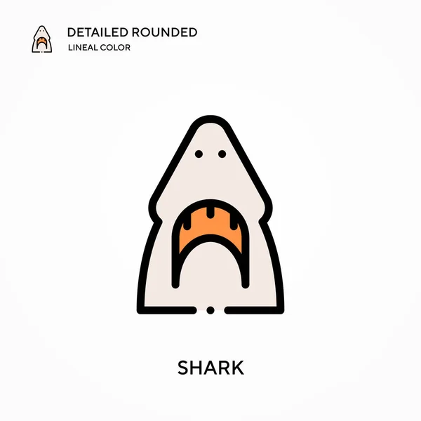 Shark Detallado Icono Vector Color Lineal Redondeado Plantilla Diseño Símbolo — Archivo Imágenes Vectoriales