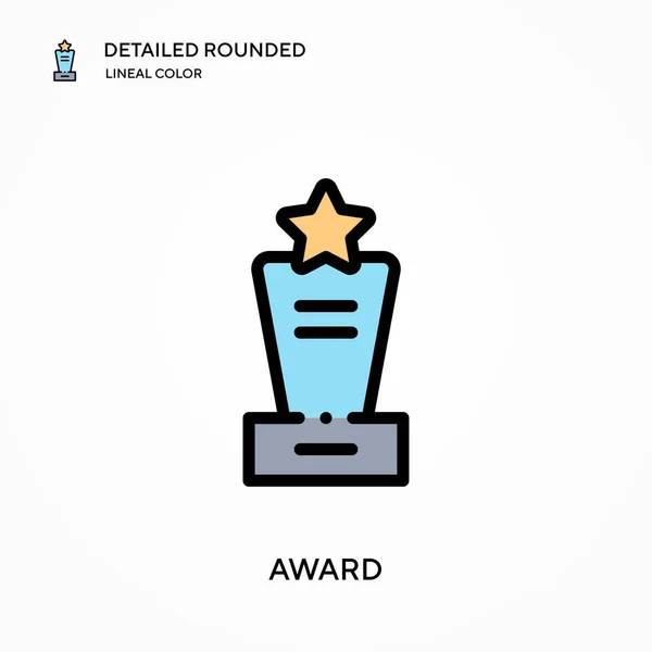 Award Detailed Rounded Lineal Color Vector Icon Illustration Symbol Design — Stock Vector
