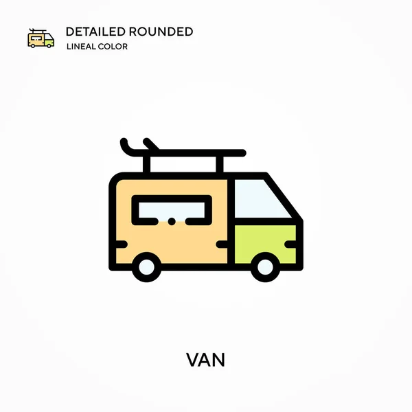 Van Detallada Redondeado Icono Vector Color Lineal Plantilla Diseño Símbolo — Vector de stock