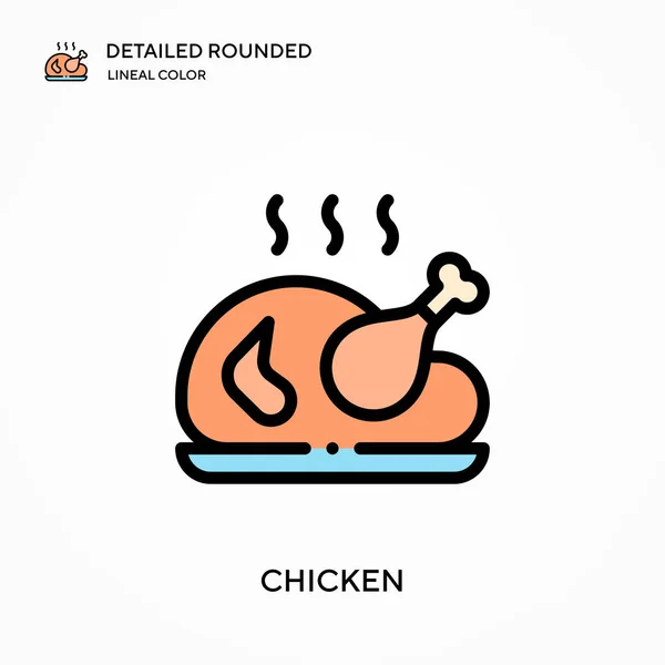 Pollo Detallado Redondeado Icono Vector Color Lineal Plantilla Diseño Símbolo — Archivo Imágenes Vectoriales