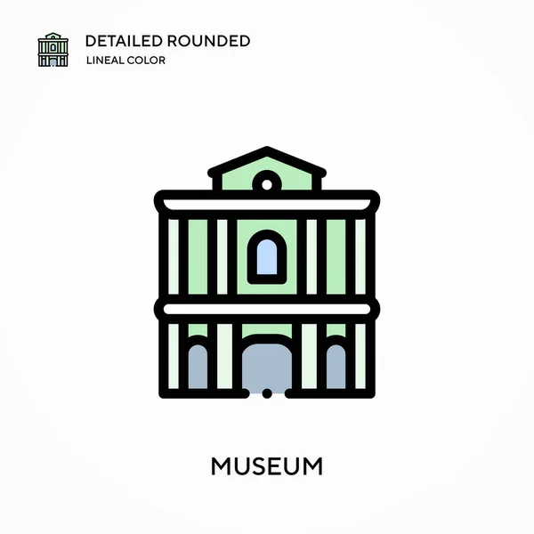 Μουσείο Λεπτομερή Στρογγυλεμένο Γραμμικό Χρώμα Διάνυσμα Εικονίδιο Εικονογράφηση Πρότυπο Σχεδιασμού — Διανυσματικό Αρχείο