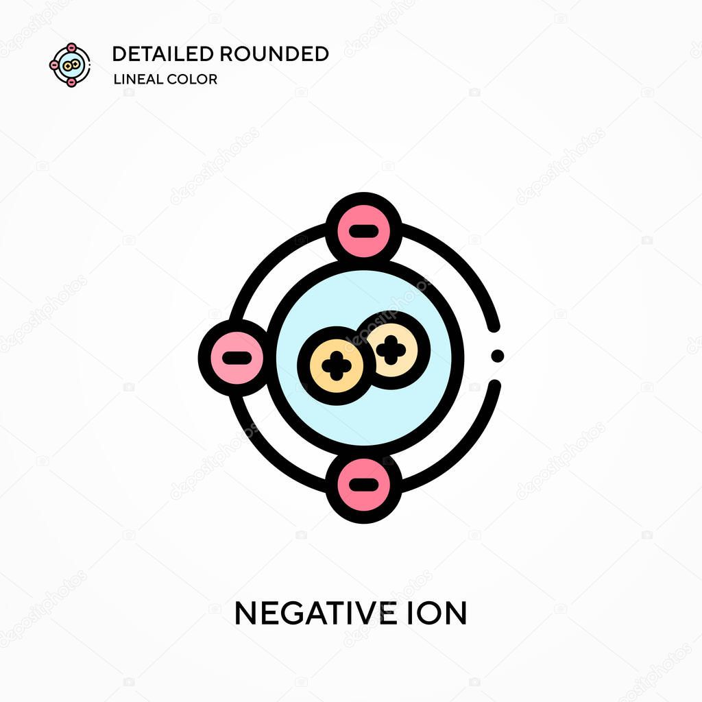 Negative ion detailed rounded lineal color vector icon. Illustration symbol design template for web mobile UI element. Perfect color modern pictogram on editable stroke. Negative ion icons for your business project