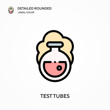 Test tüpleri yuvarlak lineal renk vektör simgesini detaylı olarak açıkladı. Web mobil UI ögesi için resimleme sembolü tasarım şablonu. Düzenlenebilir vuruşlarda mükemmel renk modern piktogram. İş projeniz için test tüpleri simgeleri