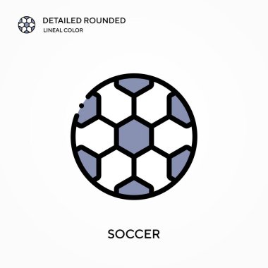 Futbol detaylı yuvarlak doğrusal renk vektörü simgesi. Web mobil UI ögesi için resimleme sembolü tasarım şablonu. Düzenlenebilir vuruşlarda mükemmel renk modern piktogram. İş projeniz için futbol simgeleri