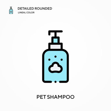 Hayvan şampuanı ayrıntılı yuvarlak doğrusal renk vektör ikonu. Web mobil UI ögesi için resimleme sembolü tasarım şablonu. Düzenlenebilir vuruşlarda mükemmel renk modern piktogram. İş projeniz için evcil hayvan şampuan simgeleri