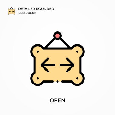 Ayrıntılı yuvarlak doğrusal renk vektör simgesini aç. Web mobil UI ögesi için resimleme sembolü tasarım şablonu. Düzenlenebilir vuruşlarda mükemmel renk modern piktogram. İş projeniz için simgeleri açın