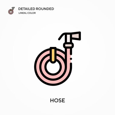 Hortum detaylı yuvarlak doğrusal renk vektör simgesi. Web mobil UI ögesi için resimleme sembolü tasarım şablonu. Düzenlenebilir vuruşlarda mükemmel renk modern piktogram. İş projeniz için hortum simgeleri
