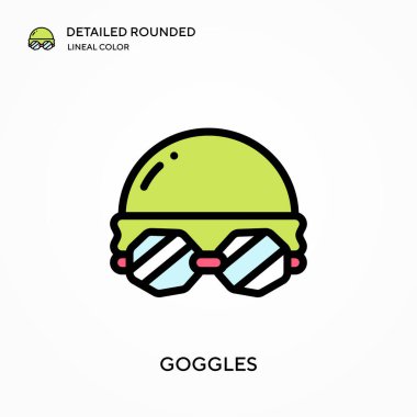 Gözlükler ayrıntılı yuvarlak doğrusal renk vektör simgesi. Web mobil UI ögesi için resimleme sembolü tasarım şablonu. Düzenlenebilir vuruşlarda mükemmel renk modern piktogram. İş projeniz için gözlük simgeleri