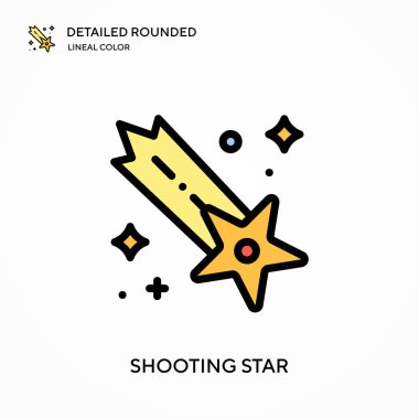 Kayan yıldız ayrıntılı yuvarlak doğrusal renk vektör simgesi. Web mobil UI ögesi için resimleme sembolü tasarım şablonu. Düzenlenebilir vuruşlarda mükemmel renk modern piktogram. İş projeniz için yıldız simgeleri kaydediliyor