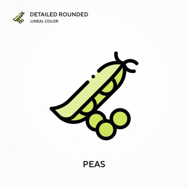 Bezelye detaylı yuvarlak doğrusal renk vektörü ikonu. Web mobil UI ögesi için resimleme sembolü tasarım şablonu. Düzenlenebilir vuruşlarda mükemmel renk modern piktogram. İş projeniz için bezelye simgeleri