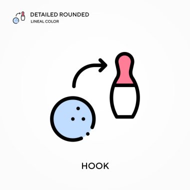 Ayrıntılı yuvarlak doğrusal renk vektör simgesi. Web mobil UI ögesi için resimleme sembolü tasarım şablonu. Düzenlenebilir vuruşlarda mükemmel renk modern piktogram. İş projeniz için kanca simgeleri